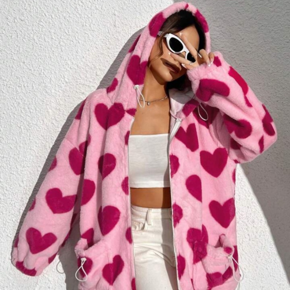 Furry Pink Heart Jacket 💗